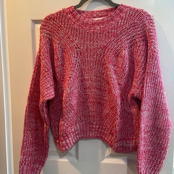 Lush Sweaters - NEW NORDSTROMS Lush Marled Cable Knit Pullover Sweater PINK & WHITE SIZE SMALL